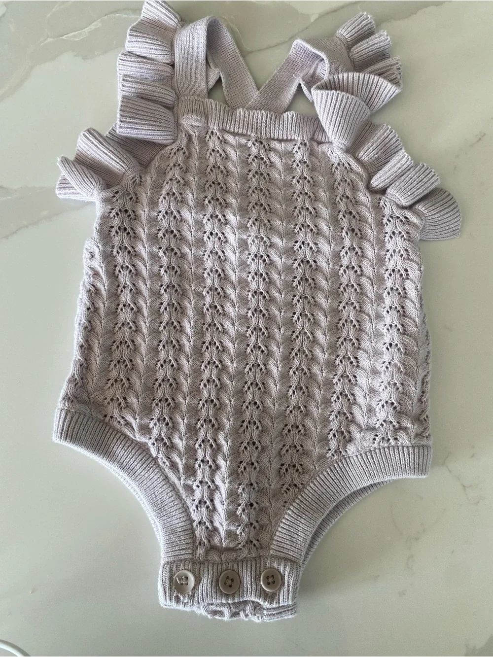 müsli Organic Cotton Knit Ruffle Strap Sleeveless Romper One-Piece 12-18M